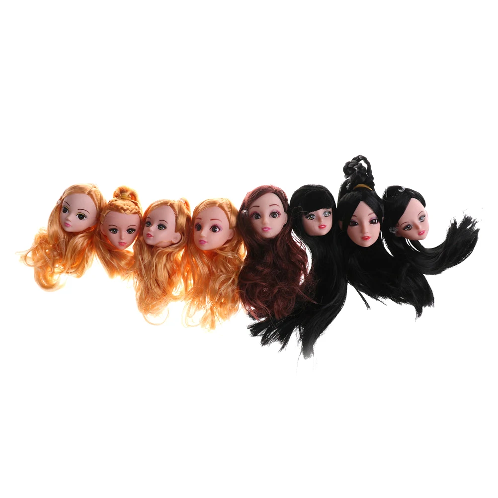 

1Pcs 3D Real Eyes Make-up Doll Head With Hair For Doll DIY Cosplay Gift Toys Best Gift Doll Accessories