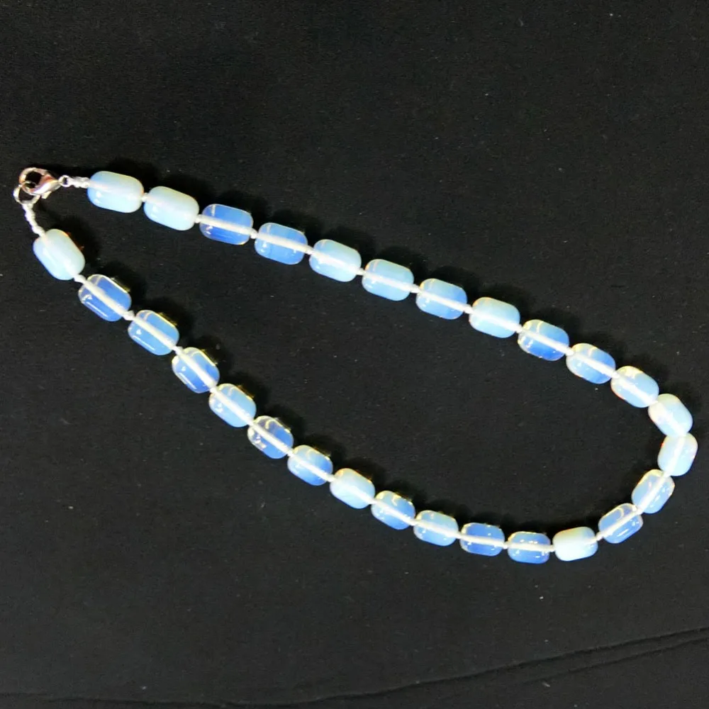 

3pcs Fashion Bohemian Tribal Jewelry Knotted Opalite Alabaster Tourmaline Barral Beads Natural Drums Stone Beads Necklace Free