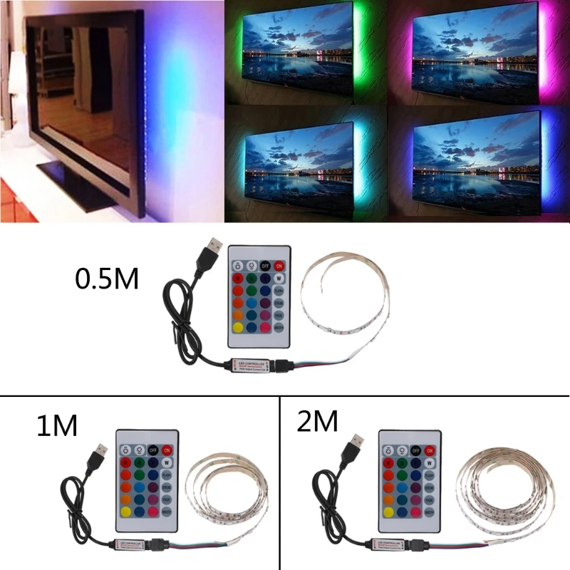 DC 5V USB 30 LED/m 5050 RGB не водонепроницаемая гибкая светодиодная лента подсветка для