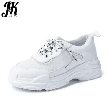 

JK 2018 Casual Women' S Vulcanize Shoes Round Toe Mesh Footwear Lady Dorky Dad Shoes Female Platform Sneakers Shoes Woman Autumn