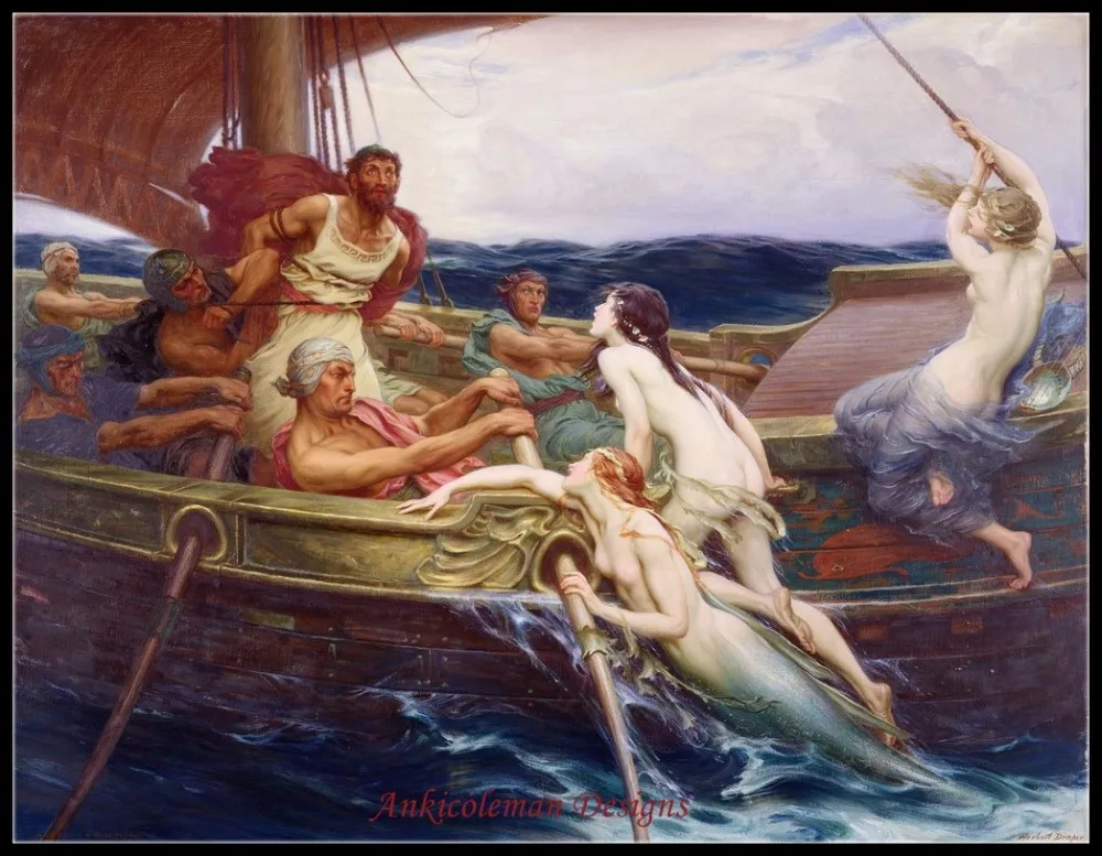 

Needlework for embroidery DIY DMC High Quality - Counted Cross Stitch Kits 14 ct Oil painting - Ulysses and the Sirens