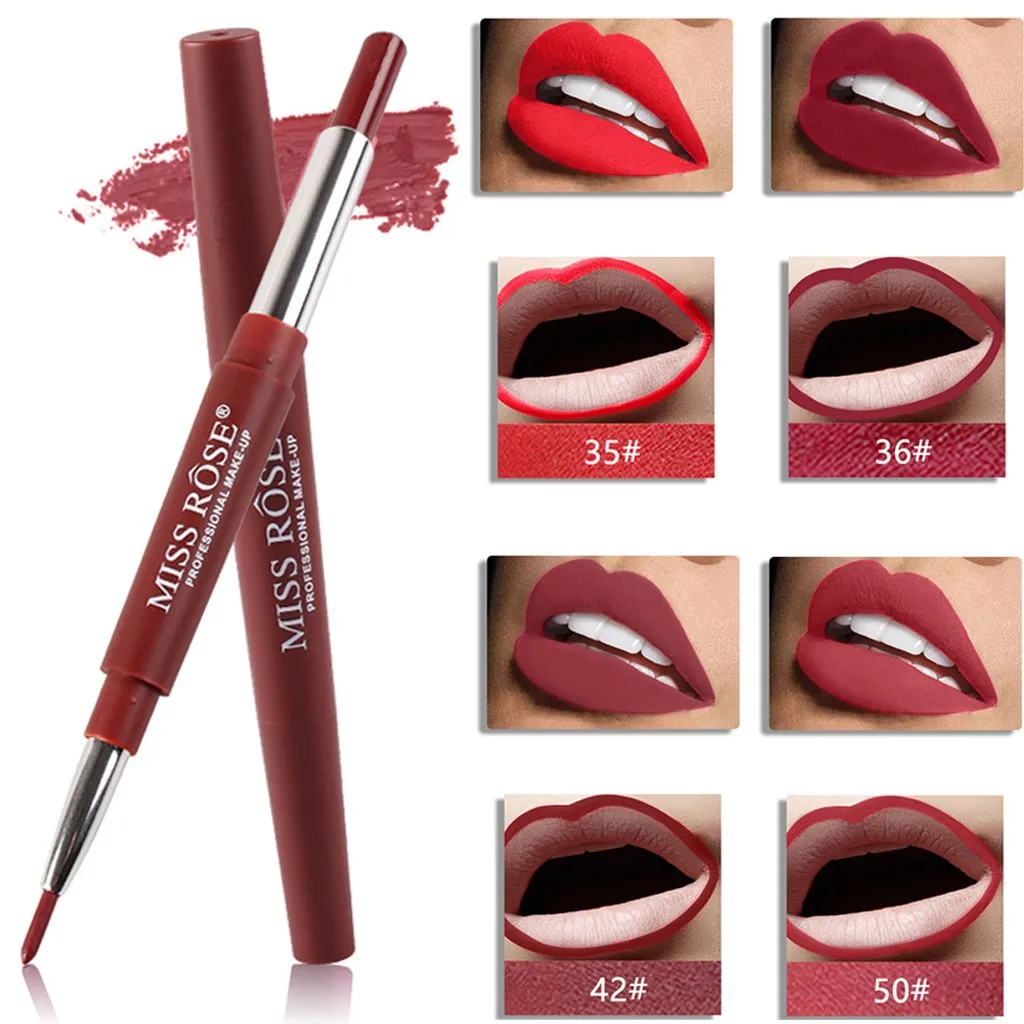 8 Color Double end Lip Makeup Lipstick Pencil Waterproof Long Lasting Tint Sexy Lipstick Beauty Matte Liner Pen Lipstick #LR2|Lipstick| - AliExpress