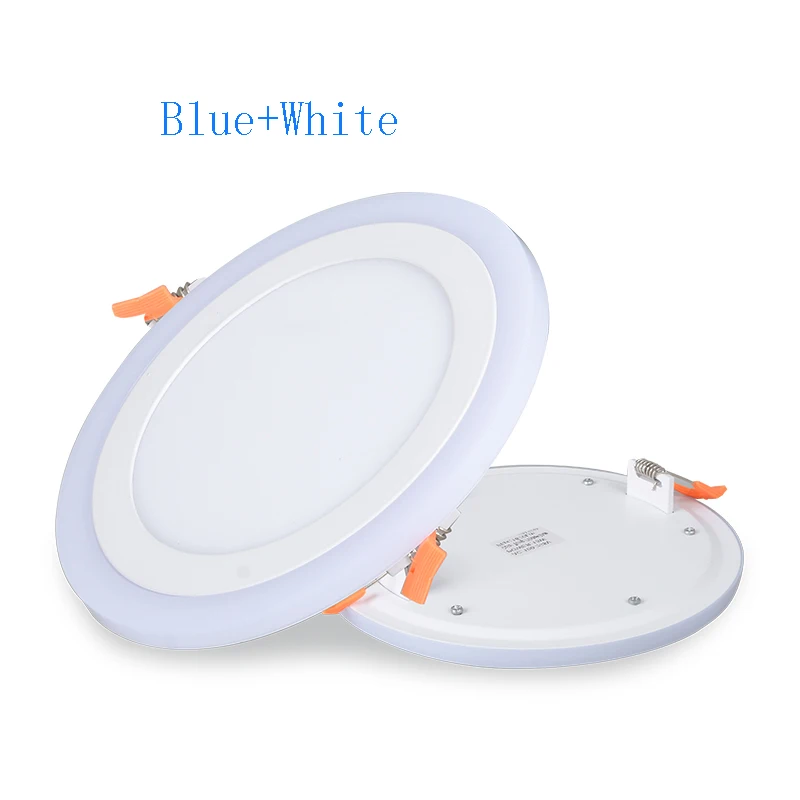 

Double Color LED Panel Lamp Round/Square Bule+White 3 Modes 6w/9w/16w/24W Recessed LED Ceiling Downlight AC85-265V
