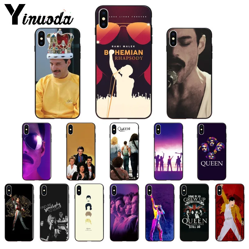 

Yinuoda Rock band Queen Freddie Mercury TPU Soft black Phone Case Cover for iPhone 8 7 6 6S Plus 5 5S SE XR X XS MAX Coque Shell