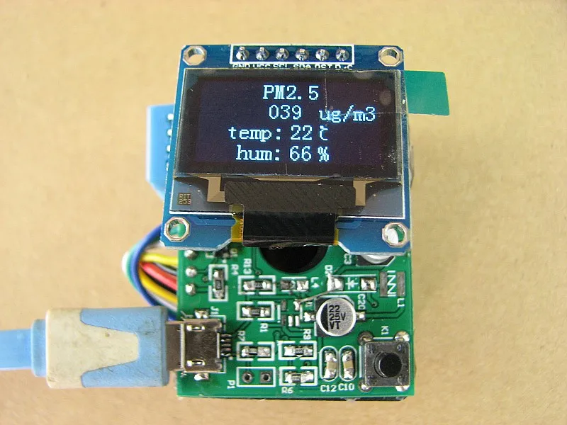 

Temperature humidity sensor PM2.5 sensor with OLED display Electronic blocks mini weather station