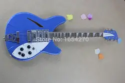 Бесплатная доставка Новый rickedbacker половина полая электрическая гитара рокер синий Гитары 150701