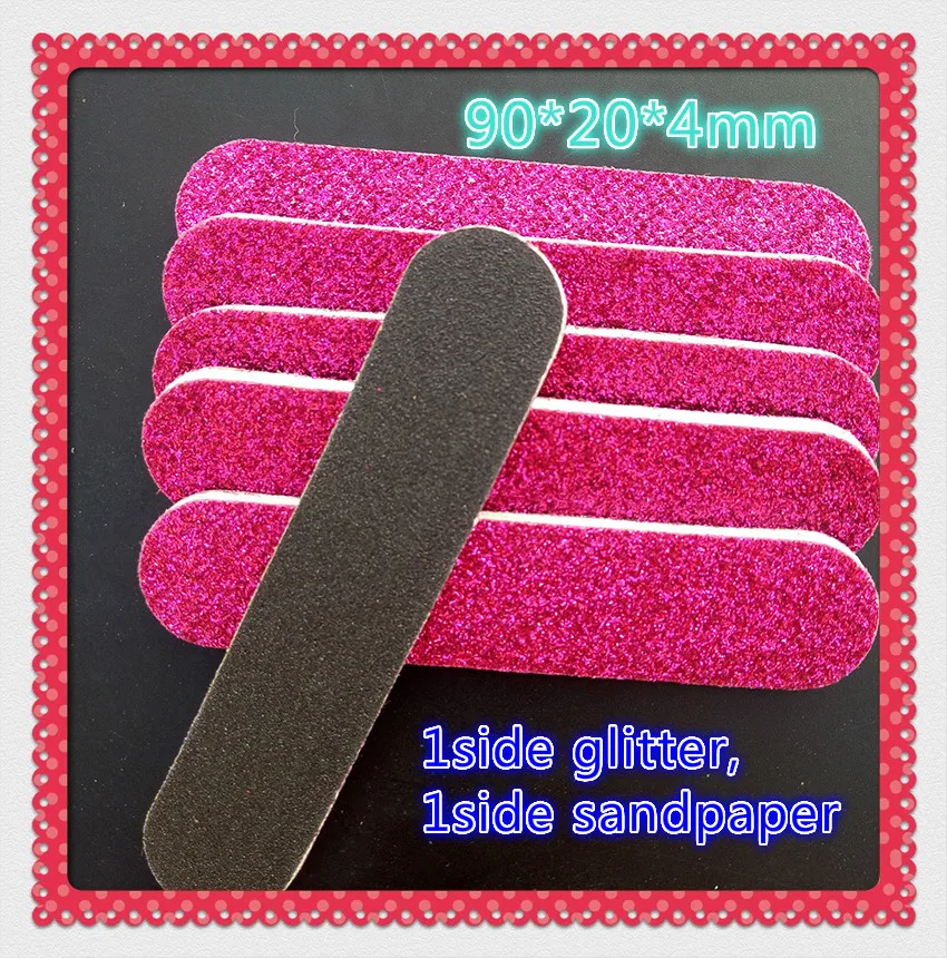 50pcs high quality 90mm Hot pink Glitter EVA nail files 180 HIGH