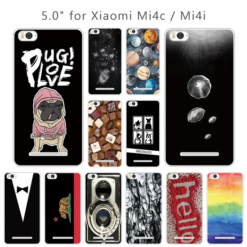 5 0 дюймов для Xiaomi Mi 4c задняя крышка 4i прозрачный ТПУ цветной чехол телефона Mi4C