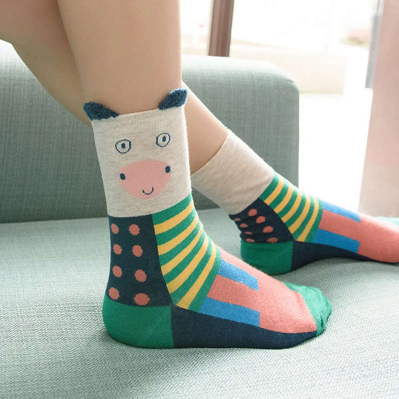 «Я выгляжу как» Новые забавные зимние осенние женские носки с милым кроликом из мультфильма длинные Хлопковые женские носки креативные Calcetines 10680