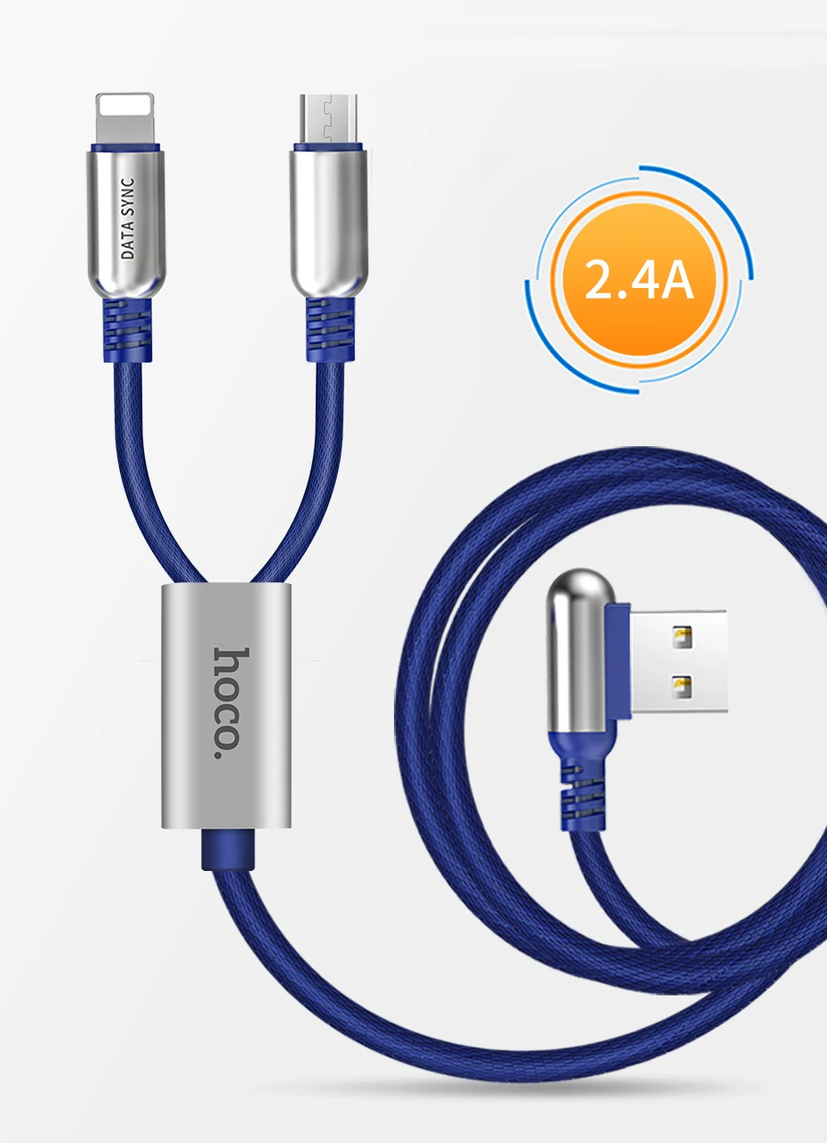 НОСО 3 в 1 Цинковый Сплав 90 градусов 2 в 1 USB Кабель для Зарядки для Apple iPhone Lightning Зарядное устройство Micro-USB Type-C для Samsung Xiaomi Тройник Двойной Провод Тройной Шнур для Айфона Айпада Самсунга Сяоми