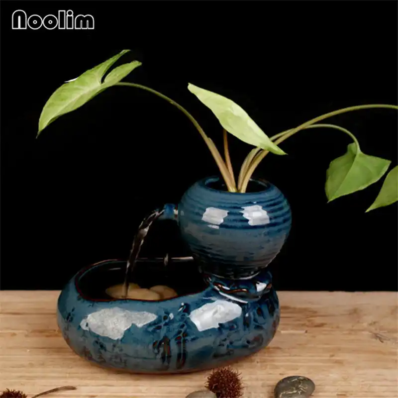 Small Water Fountains Home Decoration Feng Shui Wheel Home Office Tabletop Waterfall Decoration Hydroponic Plant Flower Pot Aliexpress