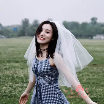 

Simple Bridal Veil Short Tulle White Two Layers Wedding Veils with Hair Comb for Wedding Party Accessories Bruidssluier