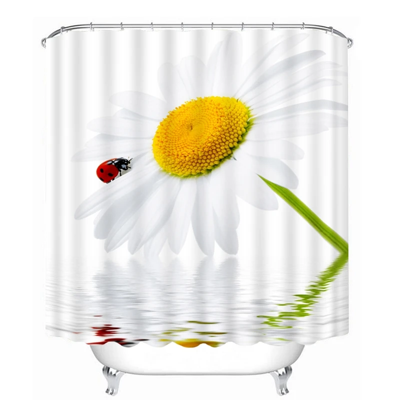 

3d Floral Print Shower Curtain Daisy Tulip Lily Magnolia Sunflower Rose Decor Drapes Waterproof Blackout Curtains for Bathroom