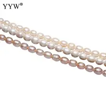 Coltivate Branelli Della Perla D'acqua Dolce di Riso Naturale 6-7mm Foro di Circa 0.8mm Venduto Per Circa 14.5 Inch Strand