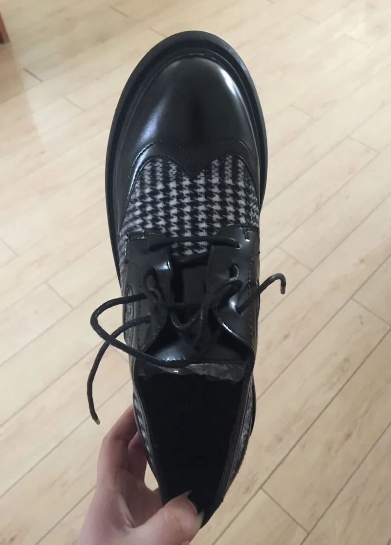Women Oxford Luxury Brogue Shoes Women Designers Lace Up FLock+Leather Office Lady Shoes Platform Casual Oxford Shoes For Women (27)
