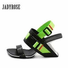 Jady Роза Повседневное женские сандалии-гладиаторы Лепнина необычная обувь на танкетке на высоком каблуке женские туфли-лодочки с открытым носком Зеленый Белый Черные тапочки