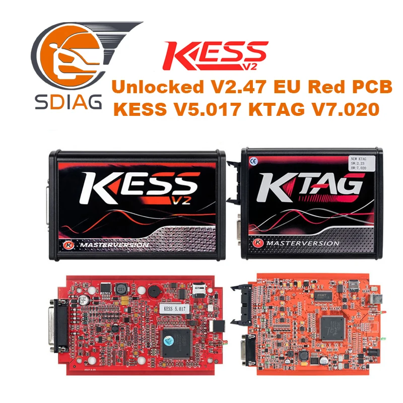 

KESS V2 V2.47 V5.017 EU Red ECM Titanium Winols KTAG V2.25 V7.020 4 LED Online Master Version ECU OBD car/truck Programmer tool