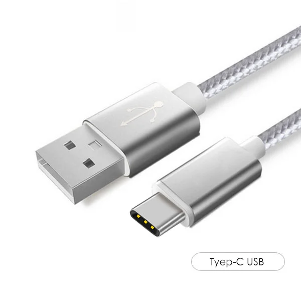 SUPTEC плетеный нейлоновый usb type C type-C кабель для зарядки и синхронизации данных для samsung S8 S9 Xiaomi 5/5S huawei P10 P20 USB-C зарядное устройство - Цвет: Silver