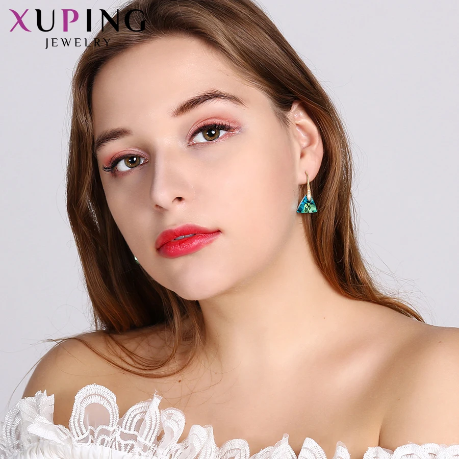 Xuping ювелирные изделия милые треугольные серьги с кристаллами от Swarovski Красочные
