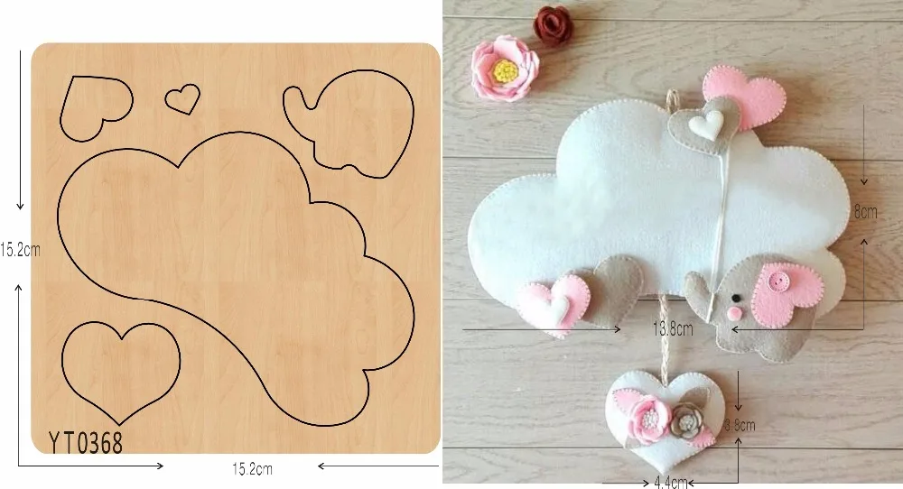 

White clouds and small elephants wooden die/YT0368/Scrapbook mold