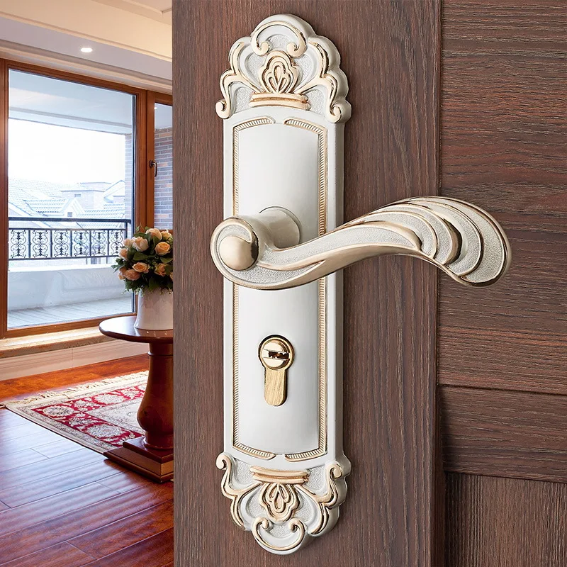 Continental Aluminum Alloy Interior Bedroom Door Lock Wood Antique