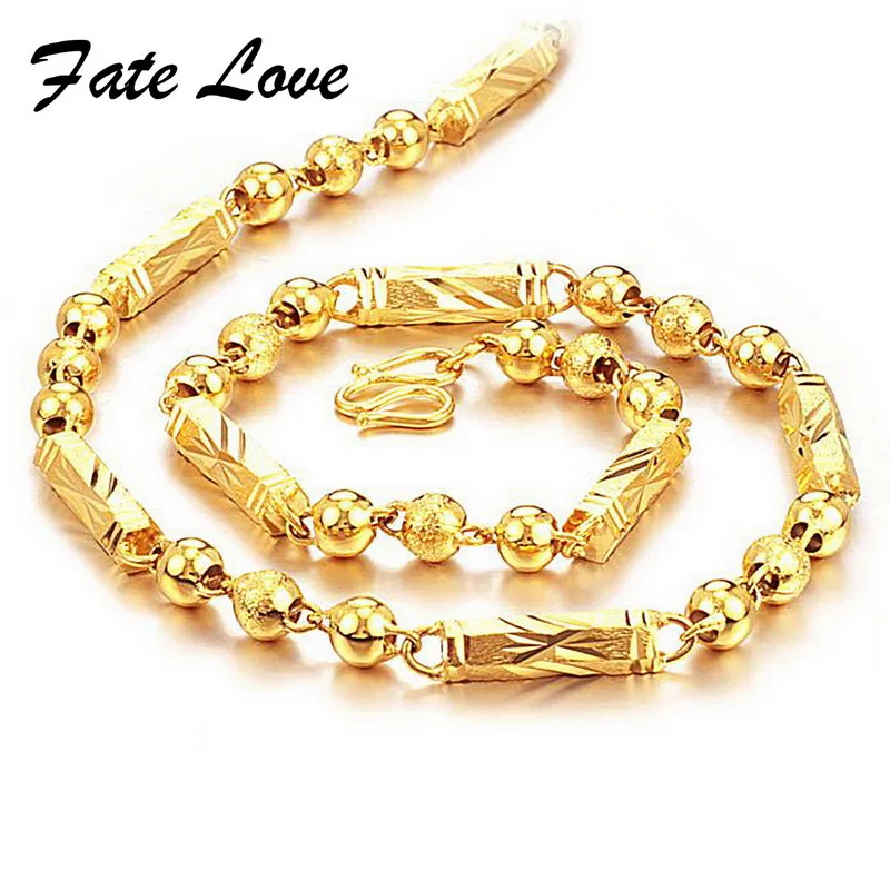 

Fate Love Brand New Chains For Cool Men Gold Color Scrub Necklaces 55cm Length Chain Necklace Man Fashion Jewelry Gifts FL436