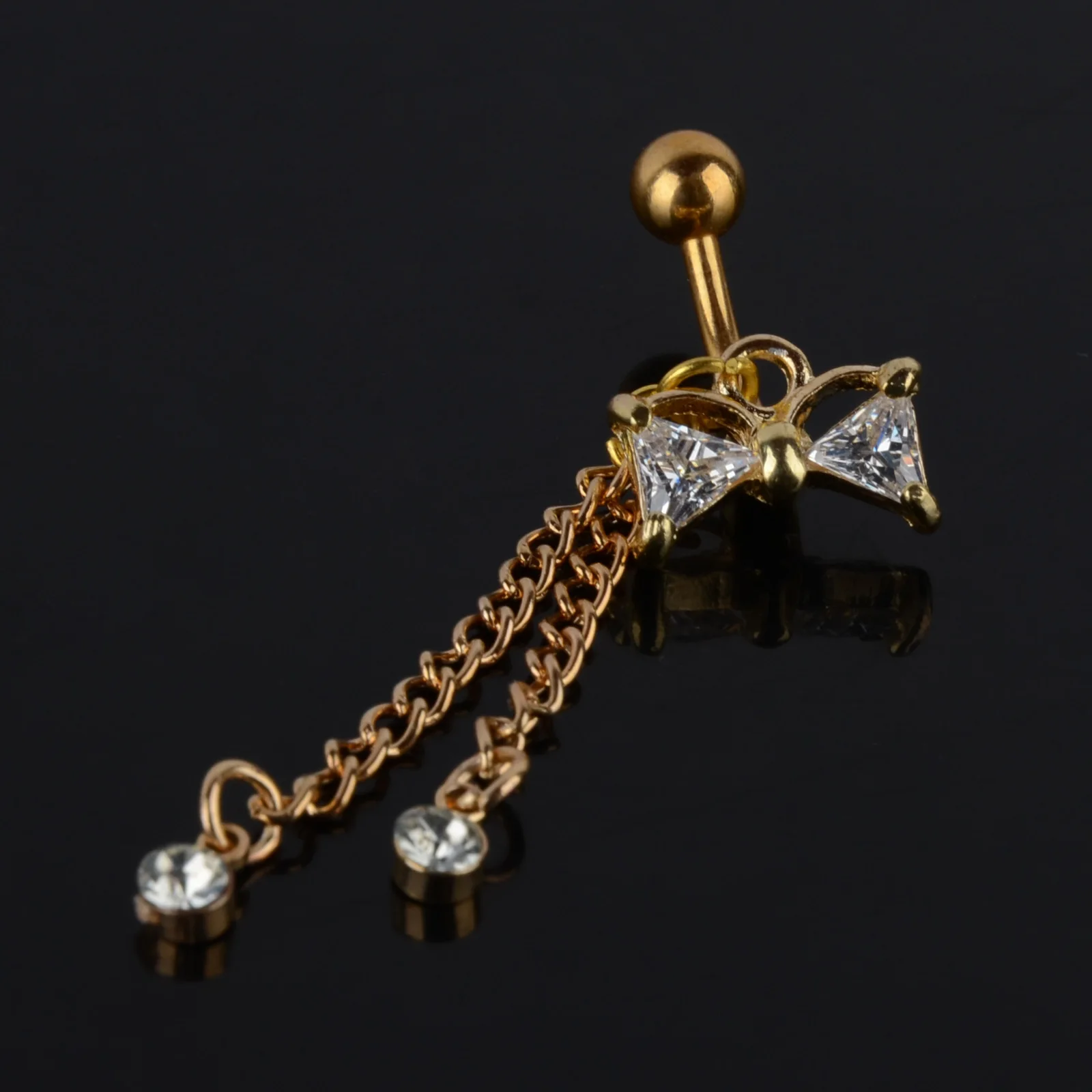 Fashion Bowknot belly button rings Bar stainless steel Surgical Piercing Sexy Body Jewelry for women CZ navel piercing