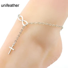 Europe New Fashion Gold Silver Color Barefoot Ankle Foot Chain Lucky 8 Word Cross Tassel Anklets For Women Jewelry Gift Bracelet