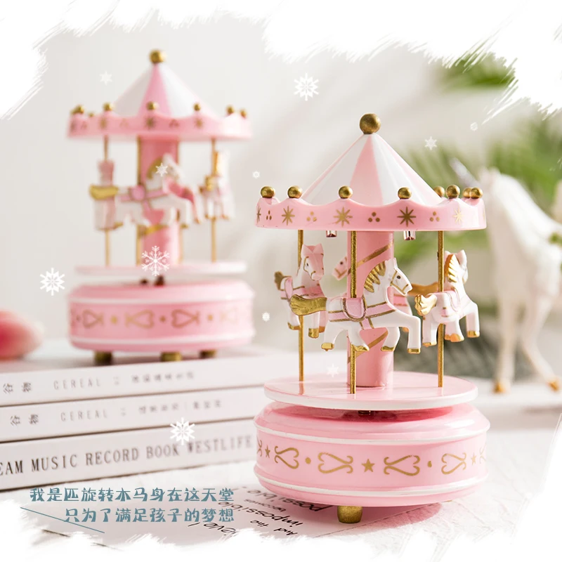 

Creative Carousel Music Box With Light Castle In The Sky Home Decoration Bedroom Desktop Display Children Christmas Toy Gift
