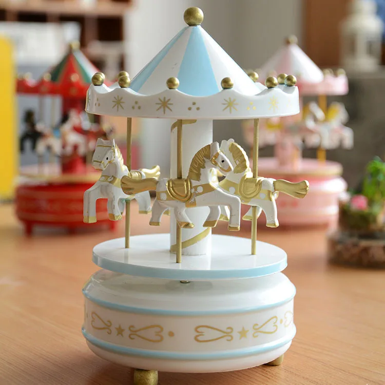 Романтические merry-go-круглые музыкальные шкатулки 1 шт. Zakka Ручная коленчатая деревянная музыкальная карусель свадебные подарки на день рождения