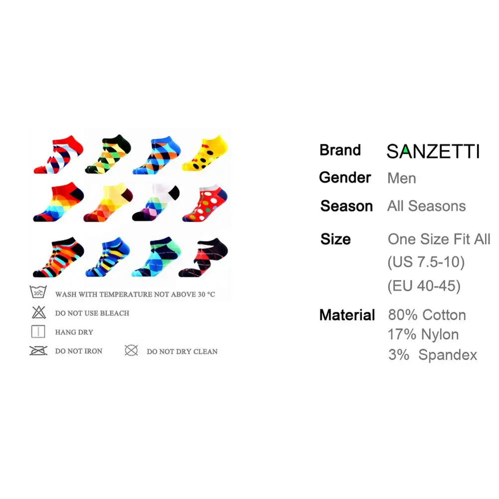 SANZETTI 12 парт/лот мужские повседневные брендовые качественные смешные носки до