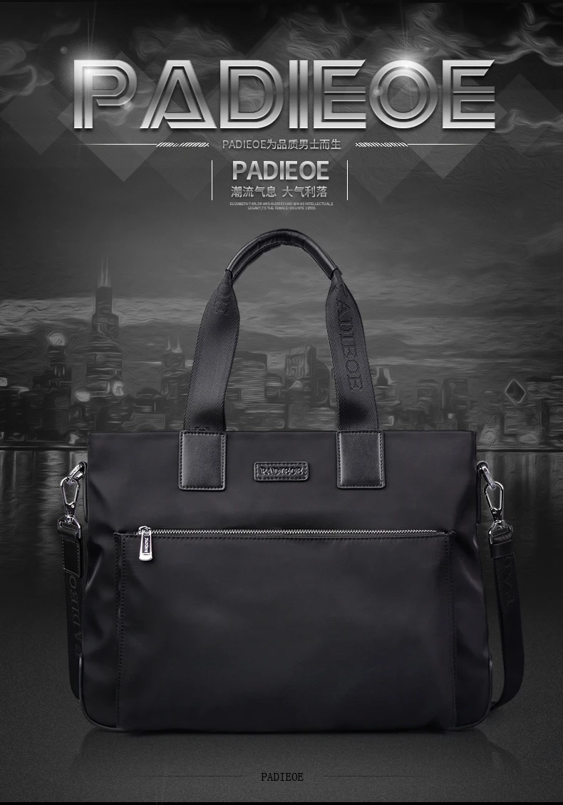 Padieoe Новое поступление Для Мужчин's Водонепроницаемый Портфели прочная нейлоновая сумка для ноутбука Высокое качество Tote Сумки для мужчин