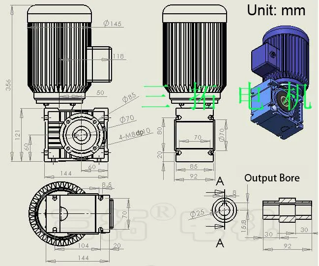 0.37kW AC 220V 380V 3-фазы об/мин DC мотор-редуктор низкая скорость большой с большим крутящимся моментом для промышленного перемешать смешивания подъема и Мёд экстрактор