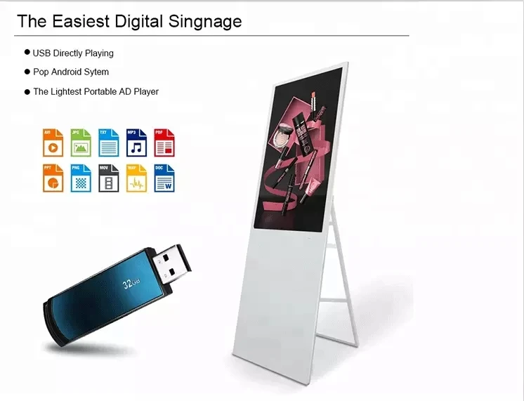 43 дюймов крытый напольный складной ЖК-светодиодный HD цифровой рекламный модуль вывески монитор экран для магазина/розничного магазина