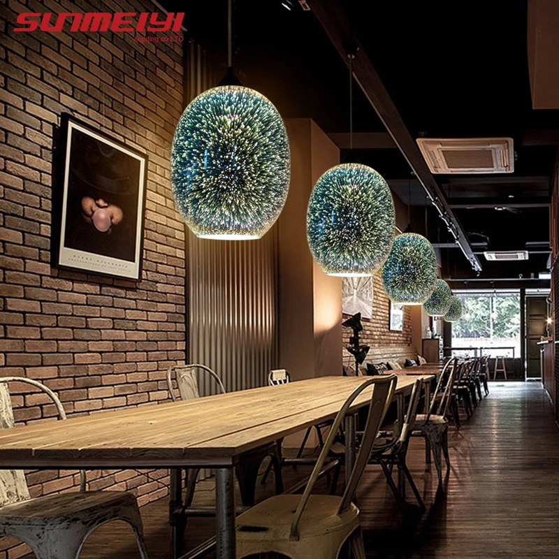  Shiny 3D LED Pendant Lights lustre pendente For Bar Living room Kitchen Modern Glass Industrial Lam - 32895798617