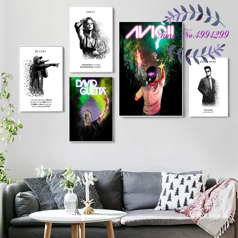 

Adele 50 Cent Avicii Bruno Mars David Guetta Music Poster Canvas Art Print Home Decor