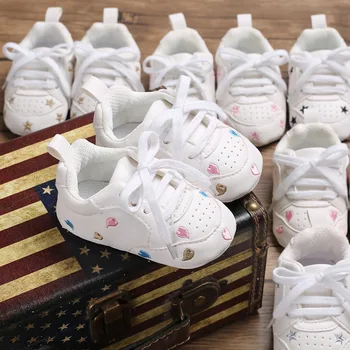 

2019 new Spring and Autumn 0-1 years old boy and girl baby rubber bottom lace-up non-slip baby toddler shoes kids first walkers