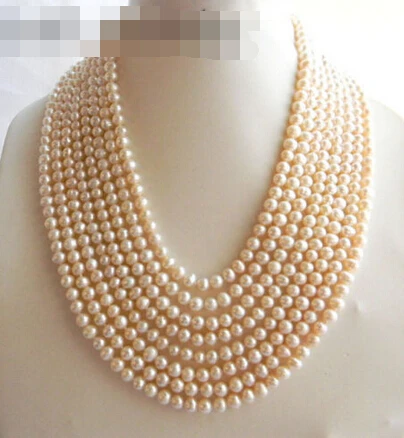 

0390 8Strands 18'' White Round Freshwater Pearl Necklace