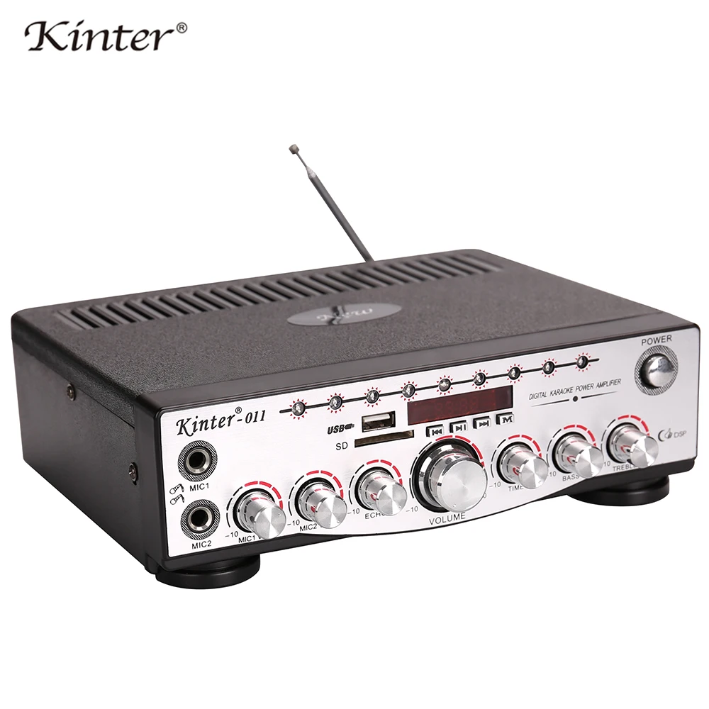

Kinter-011 Amplifier audio hifi stereo sound 2channel supply power AC110V DC12V offer USB SD AUX Mic input FM antenna