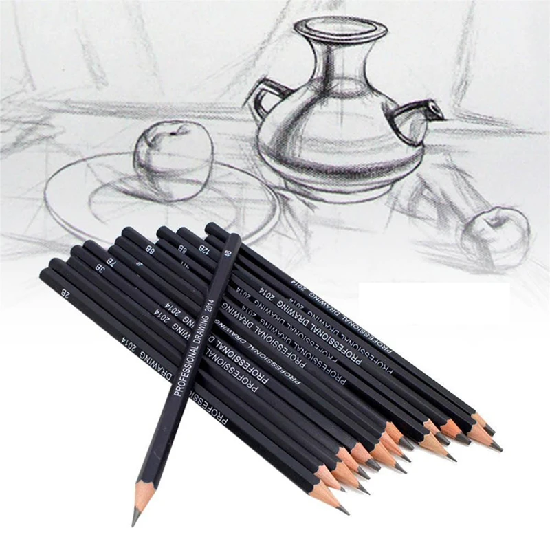 14Pcs/lot Sketching Pencil and Drawing Pencil Set HB 2B 6H 4H 2H 3B 4B 5B 6B 10B 12B 1B School Art Writing Supply