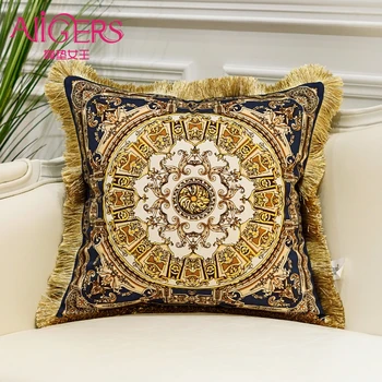 

Avigers Luxurious Cushion Printing Tassel Velvet Throw Pillow Core Home Decorative European Design Srusader Sofa Bedroom Pillow