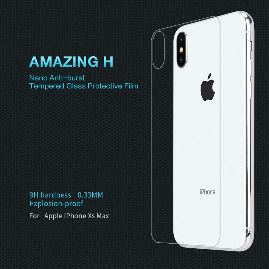 

For iPhone XS max Tempered Glass NILLKIN Amazing H Tempered Glass Back Cover Protector Film Nano-Coated Tempered Film