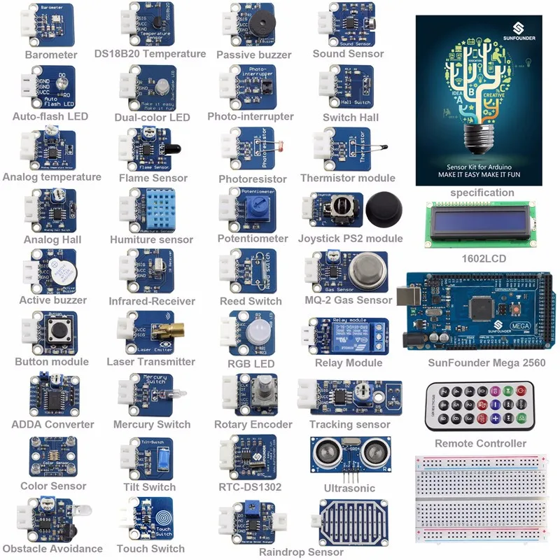 Набор датчиков sunfower Ultimate Mega 2560 V2.0 для Arduino UNO R3 Mega2560 Mega328 Nano