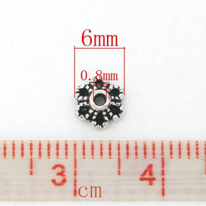 LASPERAL 100-300 шт Серебристый цветок под старину бусины колпачки фурнитура из цинкового сплава бусины для изготовления браслета ожерелье 6x2,8 мм
