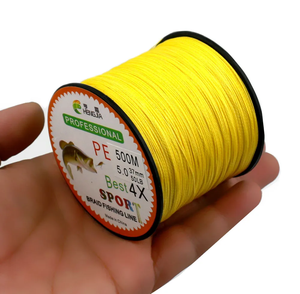 500M 4strands 6 colors PE Braided Fishing Line Green/Yellow Wire 12LBS