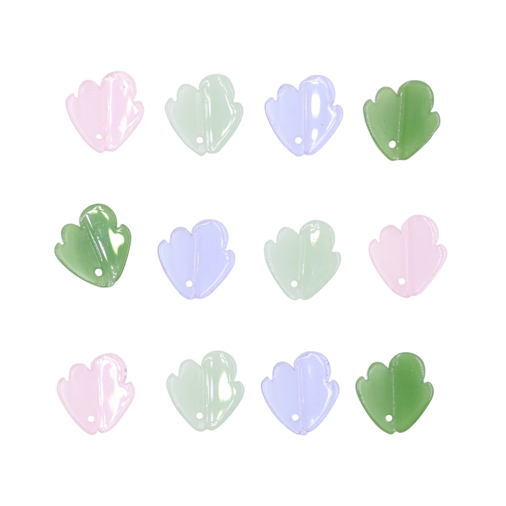 

ZHUBI 30pcs 13*15MM Lampwork Beads Gradient Color Peony Flower Petal Glass Beads For DIY Charm Pendants Necklace Jewelry Making
