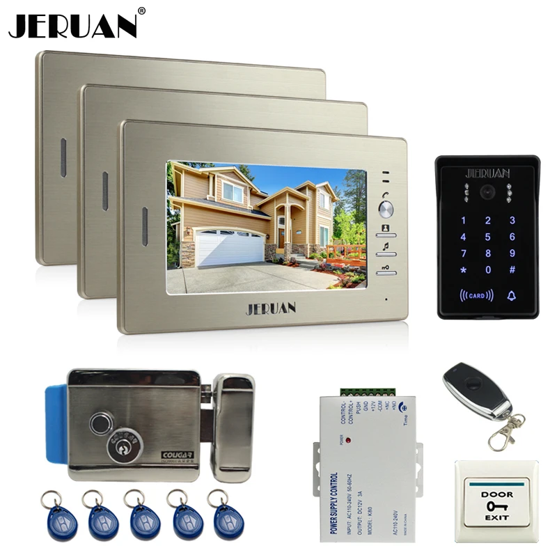 JERUAN проводной 7 ''ЖК дисплей Видеомонитор Интерком система монитор RFID