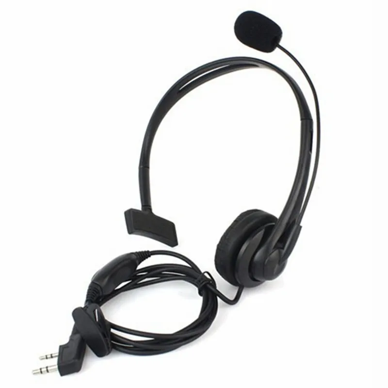 

2 Pin PTT Mic Headset for Kenwood Radio QUANSHENG PUXING WOUXUN HYT TYT TH Baofeng UV5R Earpiece Black New