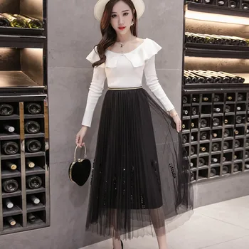 

2019 Women Maxi Long Skirt Soft Tulle Skirts Elastic Waist Wedding Maxi Skirts Party Boho Vintage Summer Skirts Faldas Saia