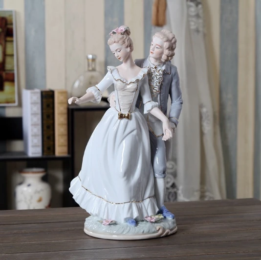 European Vintage Porcelain Lovers Figurine Handmade Ceramics